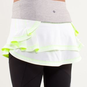 Lululemon Presta White Neon Green Athletic Skirt